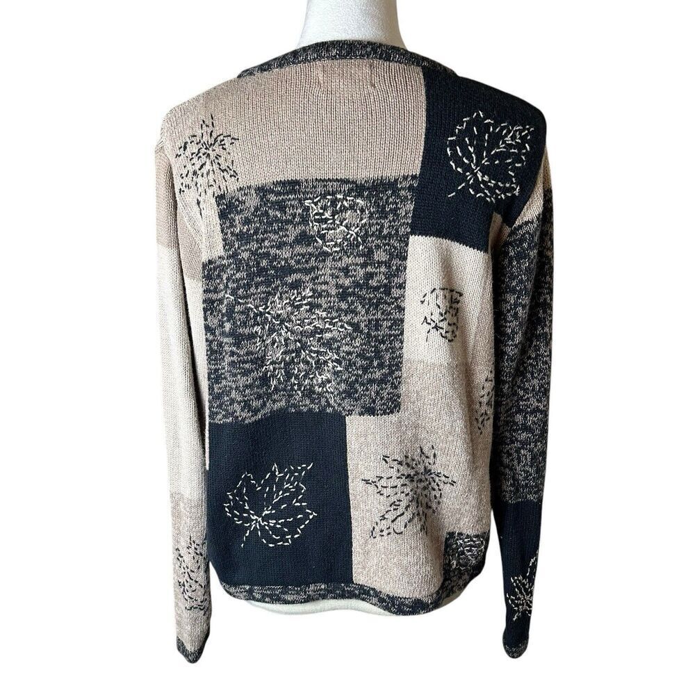 Vintage Christopher & Banks Patchwork Knit Sweater M | Y2K Grandma Embroidered - Picture 3 of 7